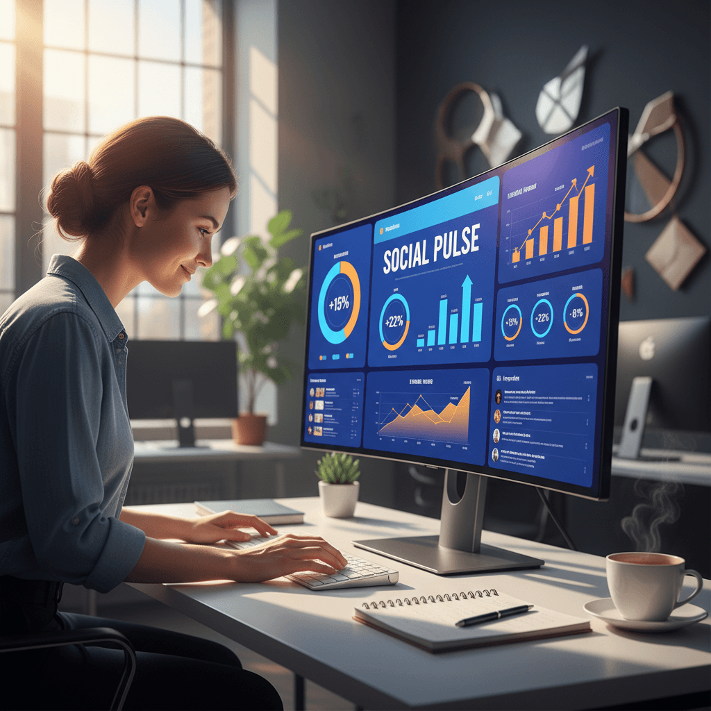 Social media analytics dashboard showing engagement metrics