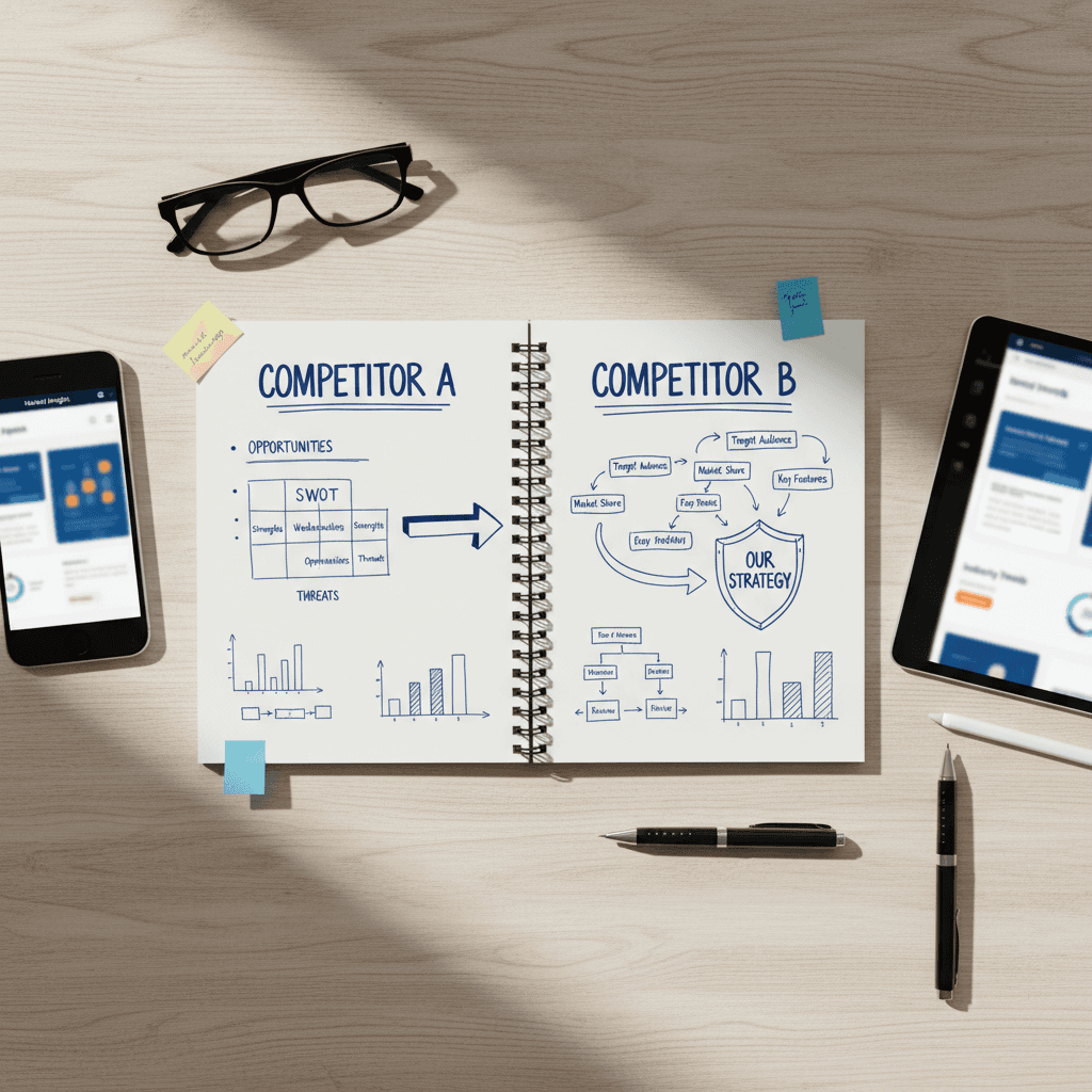Competitor analysis workspace with research notes
