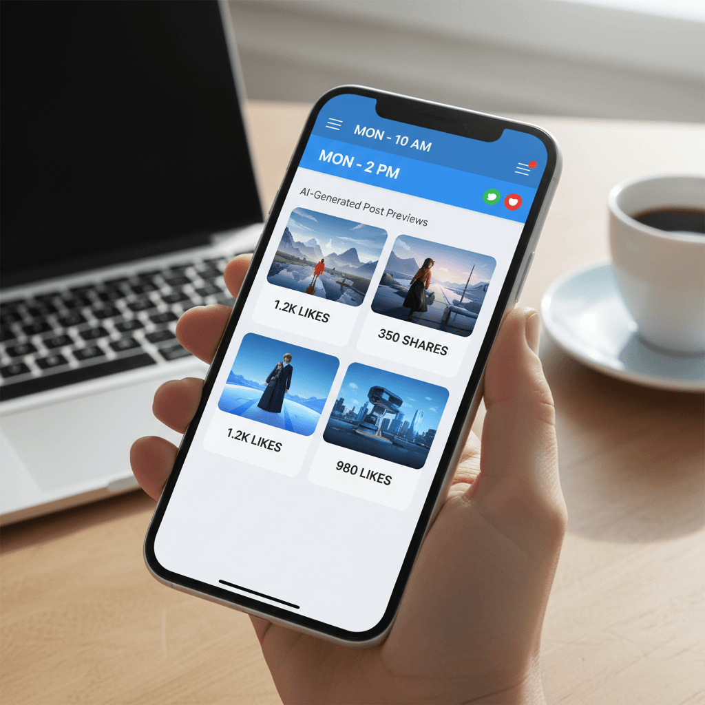 Social media scheduling interface on smartphone